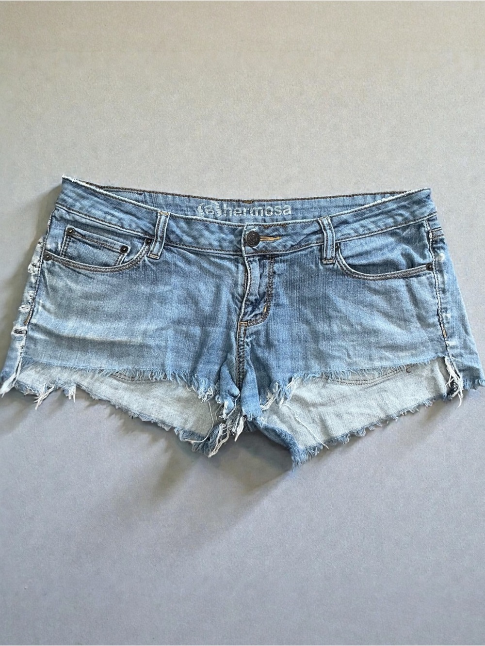Bullhead Light Blue Frayed Hermosa Denim Shorts